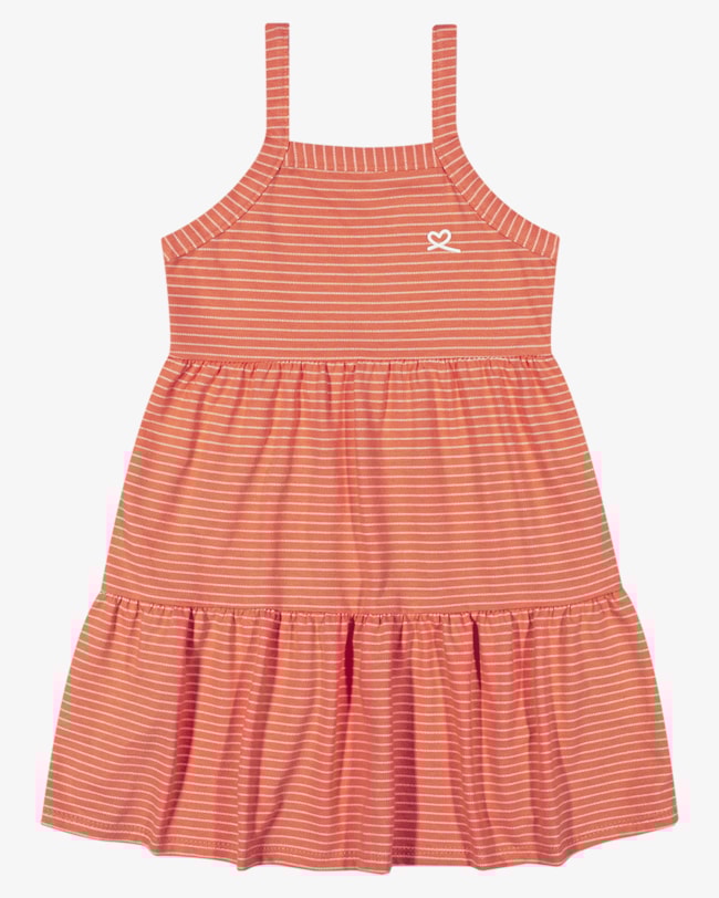 Vestido Infantil Regata em Malha Listrada com Babados - Kely Kety - Mango-010b1fb2-e828-4521-88b9-ef101b6c266a