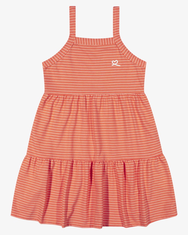 Vestido Infantil Regata em Malha Listrada com Babados - Kely Kety - Mango-64f56e1e-1e23-4eaf-8a1f-cf3ae9090c16