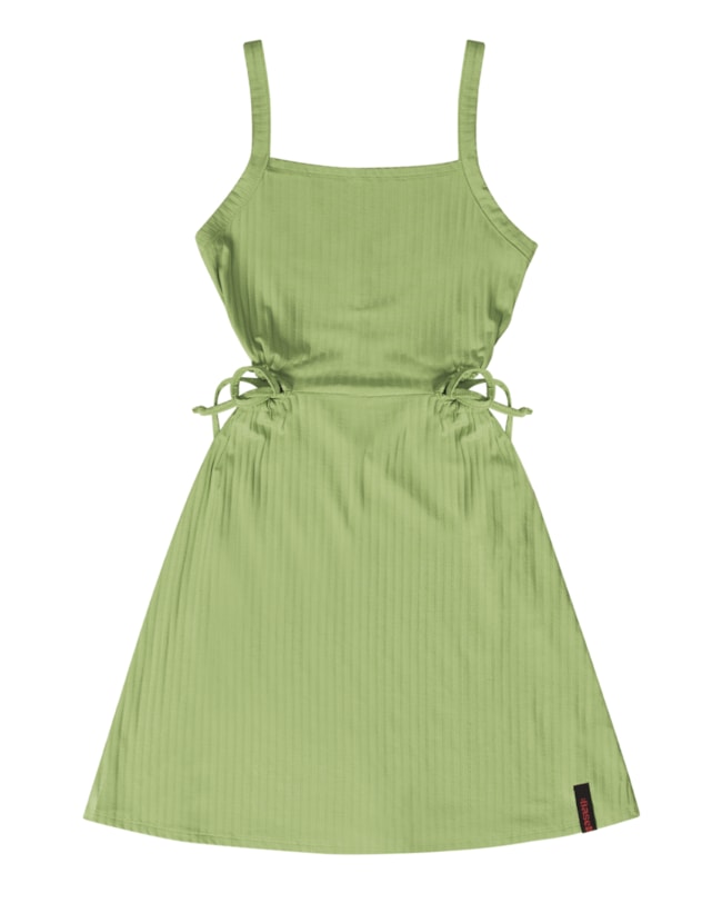 Vestido Juvenil Canelado com Abertura Lateral Based-87bfea83-4b05-4446-8ccb-0acacbc3c659