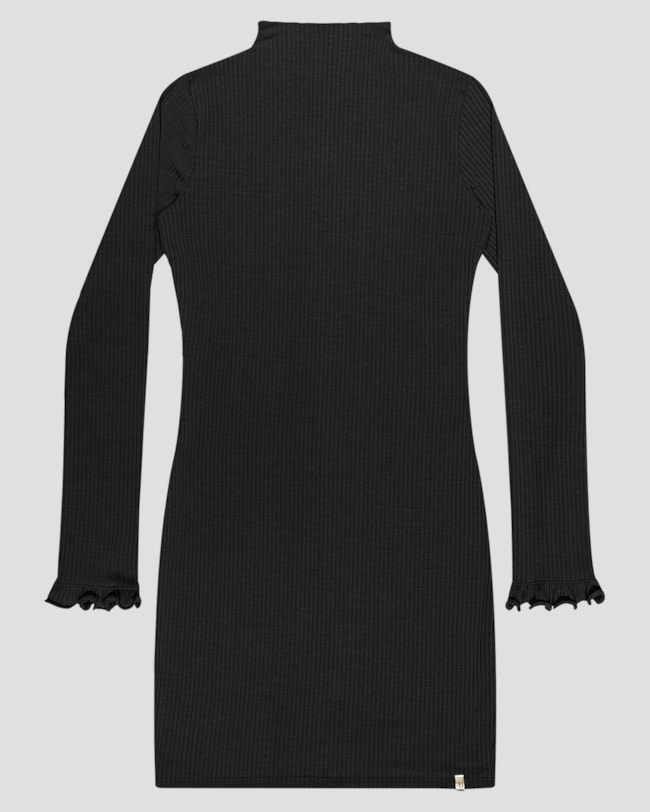 Vestido Juvenil Curto Manga Longa Canelado - BaseD - Preto-c97aa74d-a18e-4ef3-9e85-a05d83373133