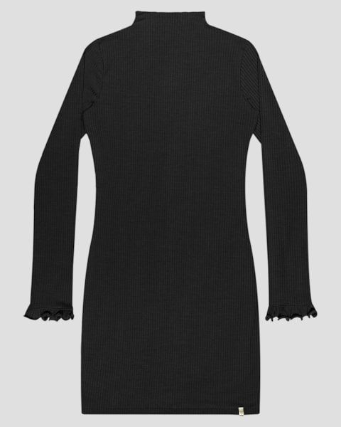 Vestido Juvenil Curto Manga Longa Canelado - BaseD - Preto