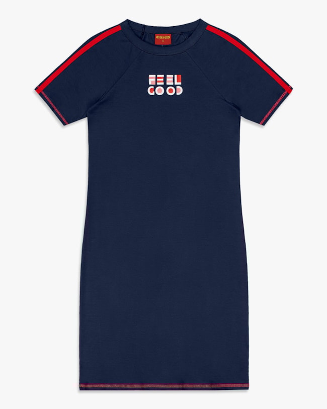 Vestido Juvenil Esportivo com Listras nas Mangas - BaseD - Oxford-3c99809f-ccd0-4fc0-84d9-dd98e7cd217e