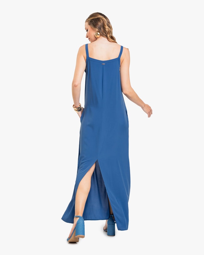 Vestido Longo com Bolso em Viscose - Cereja Rosa - Havana-GG-30f503a0-62c8-4370-8c94-7ded7926a172