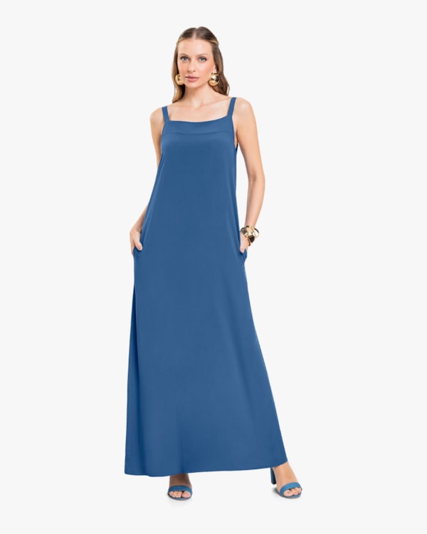 Vestido Longo com Bolso em Viscose - Cereja Rosa - Havana-GG