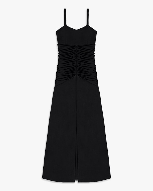 Vestido Longo com Franzido em Malha Crepe- Cereja Rosa -Toffee-1b53359c-68fc-4e62-ba7c-d2dd64eabf7c