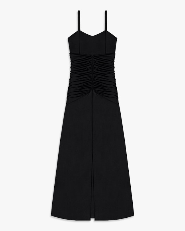 Vestido Longo com Franzido em Malha Crepe- Cereja Rosa -Toffee-a42537d2-8802-449e-a571-95c4559c5f64