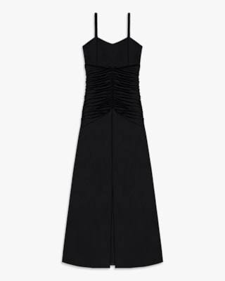 Vestido Longo com Franzido em Malha Crepe- Cereja Rosa -Toffee-GG