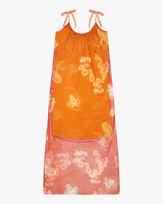 Vestido Longo de Alça com Tule Estampado Cereja Rosa-3a65959a-0986-4203-877a-fe166d7c77d1