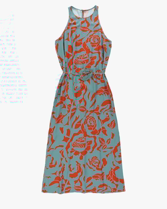 Vestido Longo em Viscose com Abertura Lateral - Cereja Rosa - Carrot M-8748809b-7034-4389-885f-4c8ef4f3379e