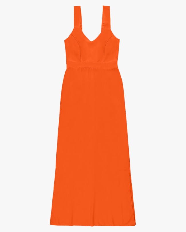 Vestido Longo em Viscose com Abertura Lateral - Cereja Rosa - Ginger P-dccf595f-f416-485b-b4ae-49edbf220b28