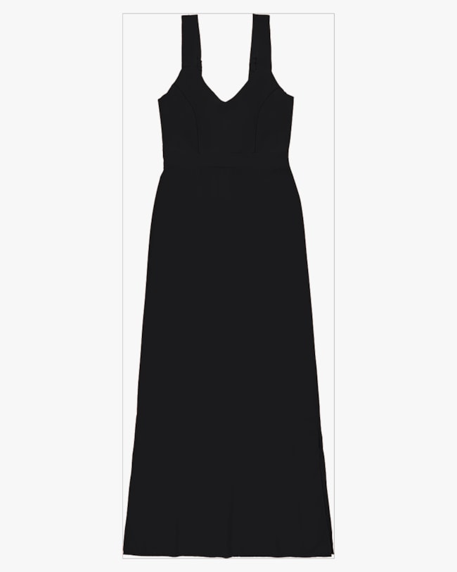 Vestido Longo em Viscose com Abertura Lateral - Cereja Rosa - Preto-78a4f1ea-db83-475a-bf4c-f966c878144a