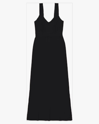 Vestido Longo em Viscose com Abertura Lateral - Cereja Rosa - Preto G