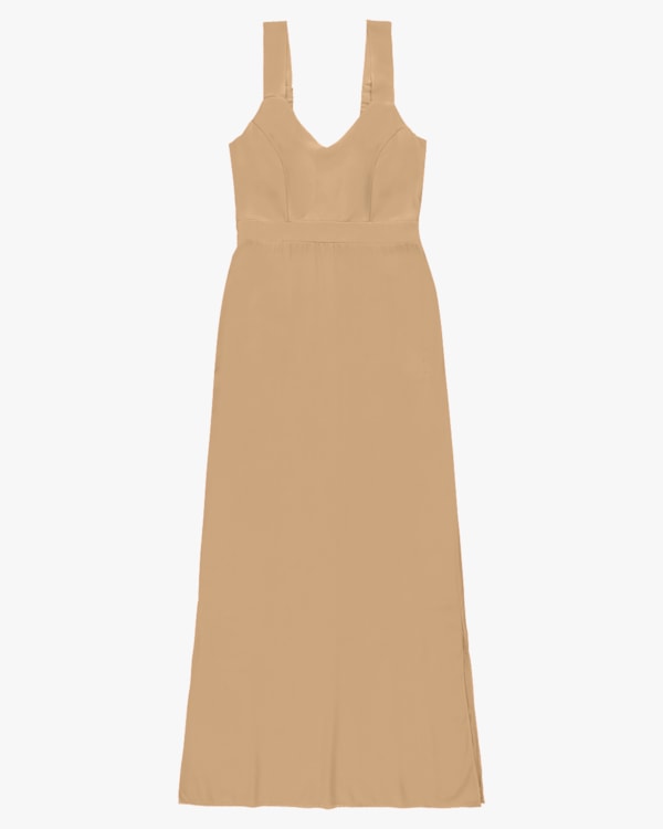 Vestido Longo em Viscose com Abertura Lateral - Cereja Rosa - Trufa G