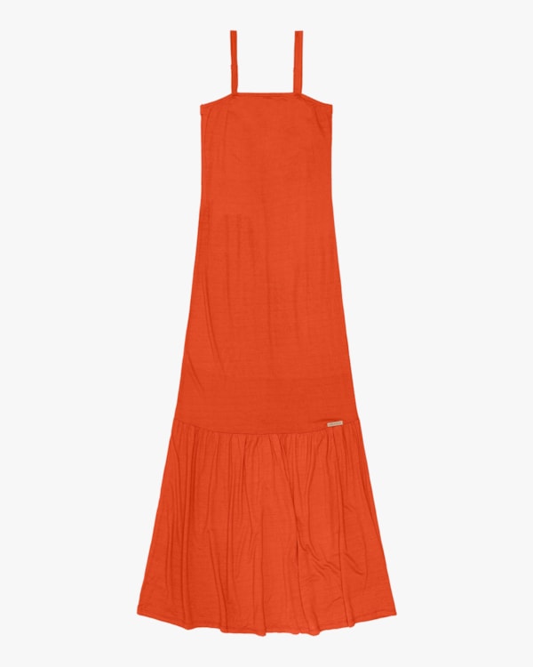 Vestido Longo em Viscose com Alça Ajustável Cereja Rosa Laranja