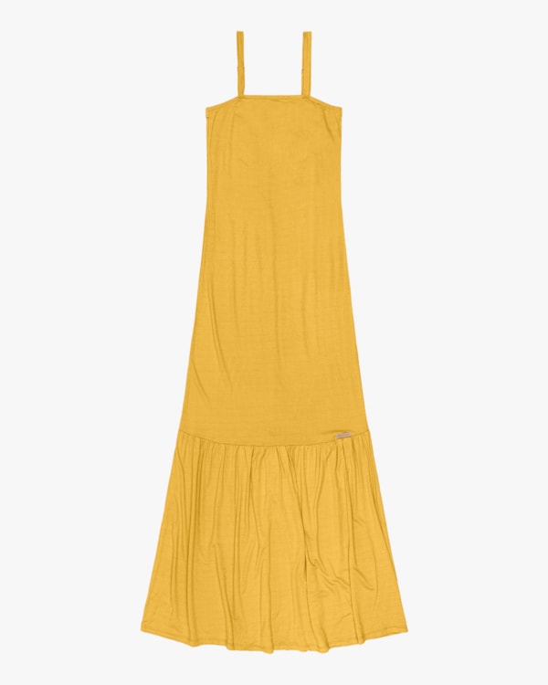 Vestido Longo em Viscose com Alça Ajustável Cereja Rosa Mostarda