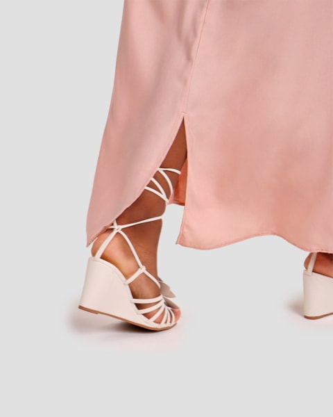 Vestido Longo em Viscose com Fenda Cereja Rosa Rosê