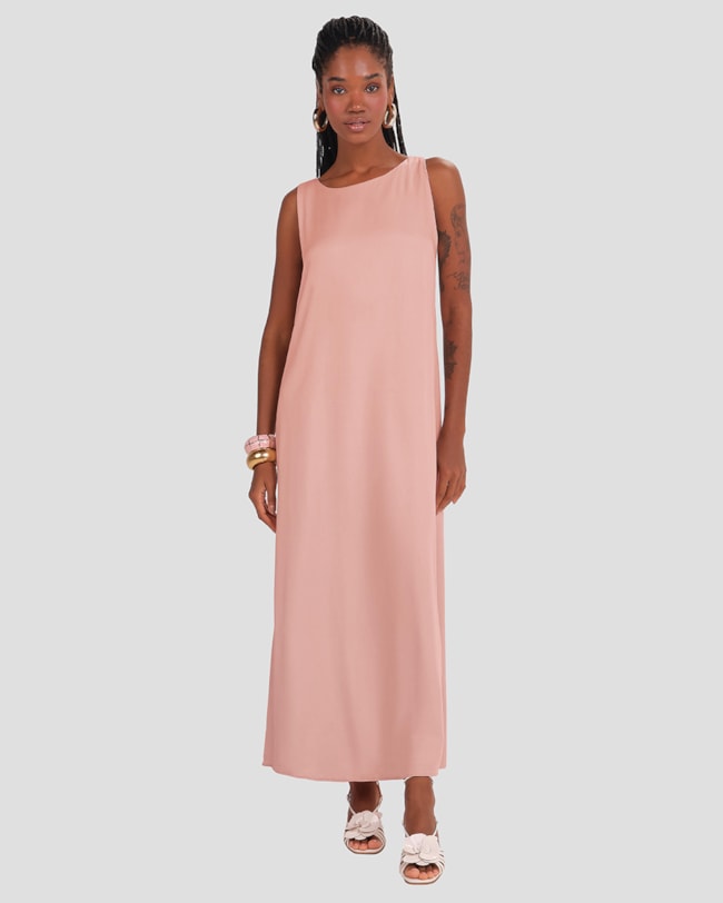 Vestido Longo em Viscose com Fenda Cereja Rosa Rosê-05aebba2-2ff1-4749-8fec-4b31f395dac6