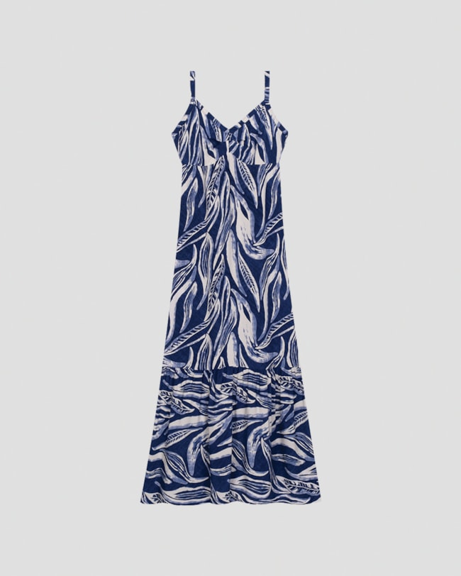 Vestido Longo Estampado com Alça Fina Cereja Rosa Azul-7b1bb4fe-8481-4f23-a448-90f387635595