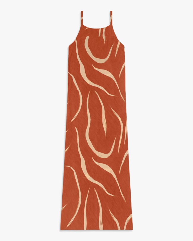 Vestido Longo Estampado com Bolso em Viscose - Cereja Rosa - Inca-272a7a01-16ba-4cf6-9ab9-15ca16ec398d