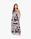 Vestido Longo Estampado em Crepe Favo - Cereja Rosa - Natural-P-4a582141-ac6a-4003-90e3-e37cc5af541b