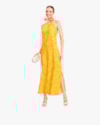 Vestido Longo Estampado em Crepe Favo - Cereja Rosa - Pinacolada-G-9a7cb611-35f6-4452-92cd-700c8f338907