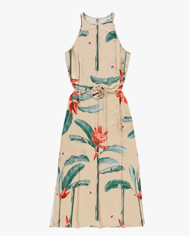 Vestido Longo Estampado em Viscose - Cereja Rosa - Deserto P-55b925eb-5b89-4a41-a4bd-ff7add581d6e