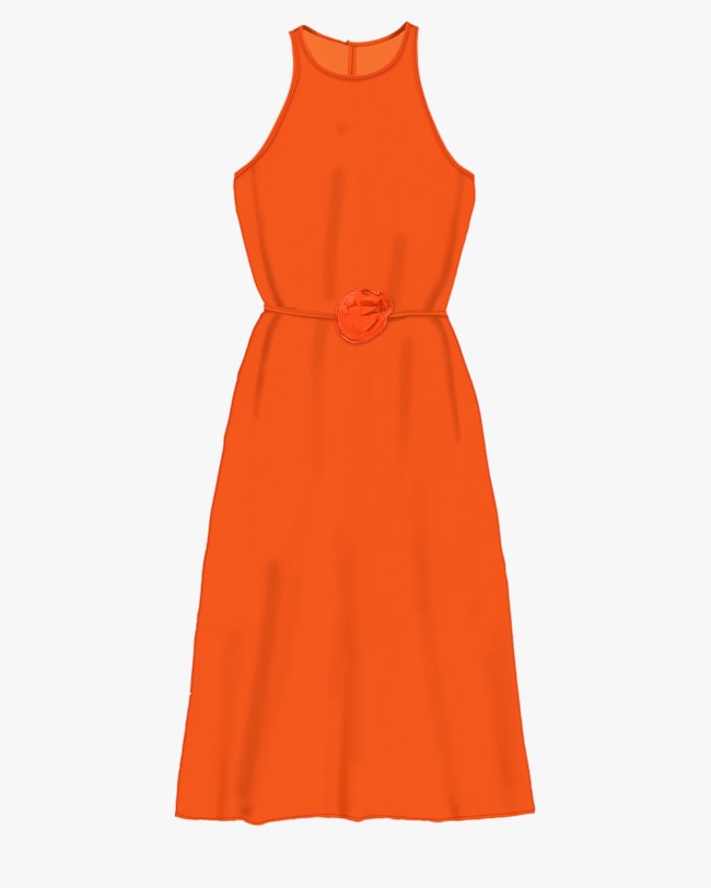 Vestido Longo Estampado em Viscose - Cereja Rosa - Ginger P-95dd3622-a507-437b-ac02-946c61514301