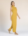 Vestido Longo Gola Alta Canelado - Cereja Rosa - Mostarda G-4648b244-d2d2-49e3-bcbc-e5e88889ab4c