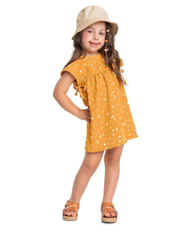 Vestido Meia Malha Estampado Menina Kely Kety Polen