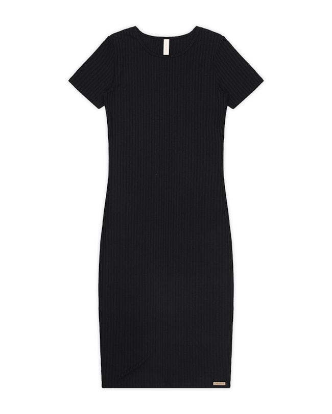 Vestido Midi Básico Canelado Cereja Rosa-56d01418-ee74-491a-9f41-fdbc8e5310c7