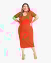 Vestido Midi Básico Canelado Plus Size Cereja Rosa-91bac711-1df4-4785-91e8-b1a63a4efc01