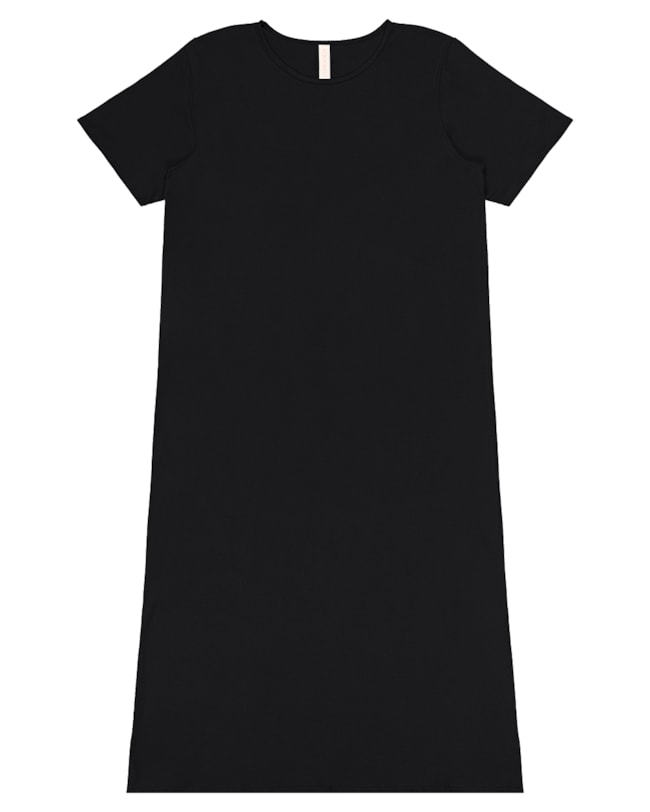 Vestido Midi Básico com Abertura Lateral - Cereja Rosa - Preto-d05be10b-db6f-4de1-ae56-b703da7e092f