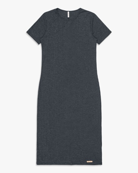 Vestido Midi Básico em Ribana Canelada - Cereja Rosa - Dark Mescla