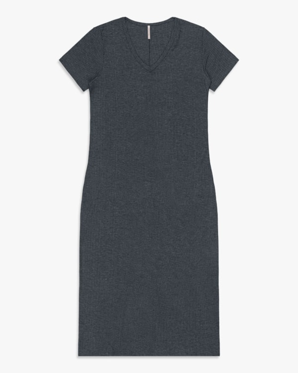 Vestido Midi Básico Plus Size em Ribana Canelada - Cereja Rosa - Dark Mescla