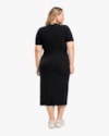 Vestido Midi Básico Plus Size em Ribana Canelada - Cereja Rosa - Preto-778ed63d-087c-41e0-a984-19a23cef360a
