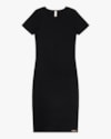 Vestido Midi Canelado Básico Manga Curta - Cereja Rosa - Preto-09e99d3d-2443-47e3-b0fe-01d1a5b6f988