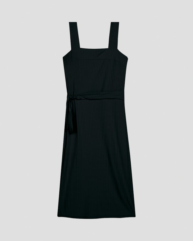 Vestido Midi Canelado com Amarração Cereja Rosa Preto-54aa2bbb-9ae4-4978-bf7d-432f7c5212ee