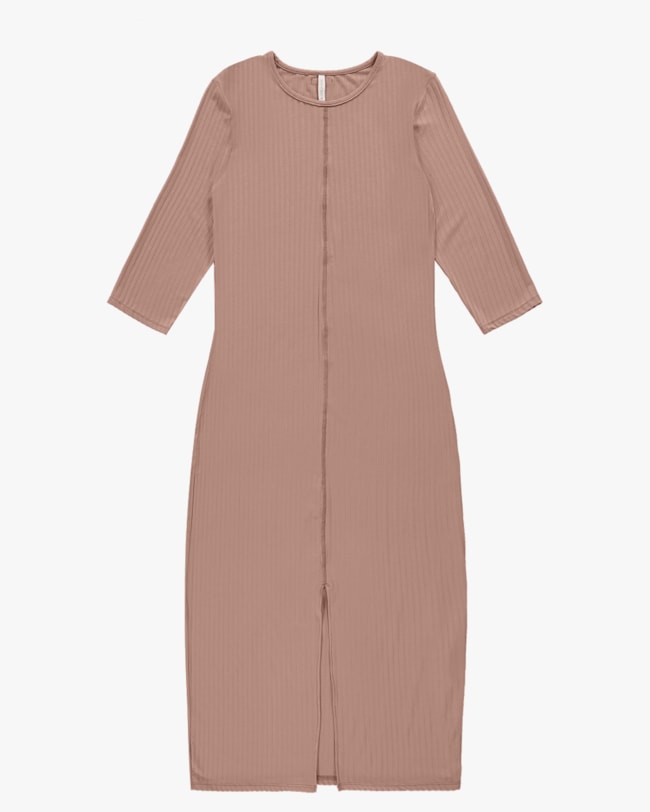 Vestido Midi Canelado com Fenda - Cereja Rosa - Aveia-61db68ce-0e45-4d46-ac5b-ee166365e923