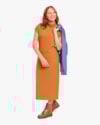 Vestido Midi Canelado com Gola Alta Cereja Rosa- Amarelo-4b5732e9-c701-481b-a476-99a8530b87b3