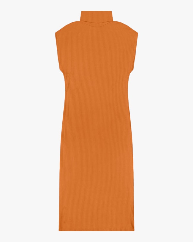 Vestido Midi Canelado com Gola Alta Cereja Rosa- Amarelo-e0e84045-c534-4387-abfc-48ab14378877