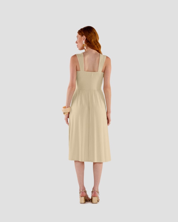 Vestido Midi com Alças Largas Canelado - Cereja Rosa - Tapioca