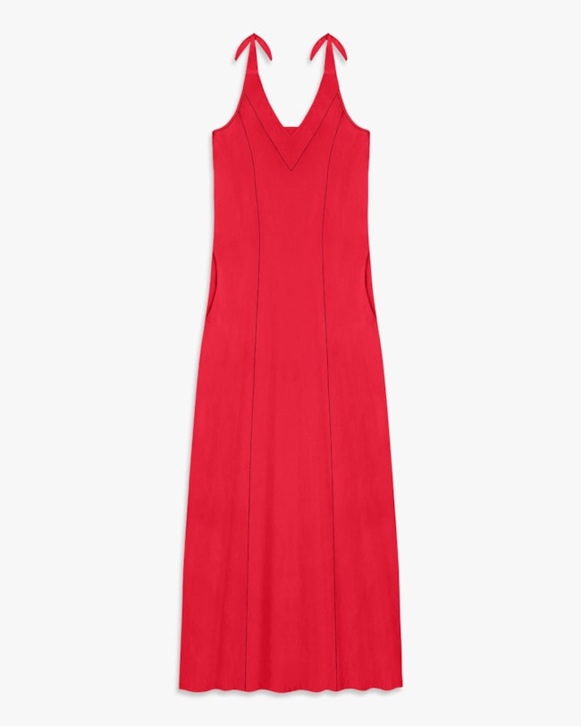 Vestido Midi com Amarração Ombro em Viscose - Cereja Rosa - Hibisco-GG-098e7683-c4d6-47bb-89ba-82493cb5377f