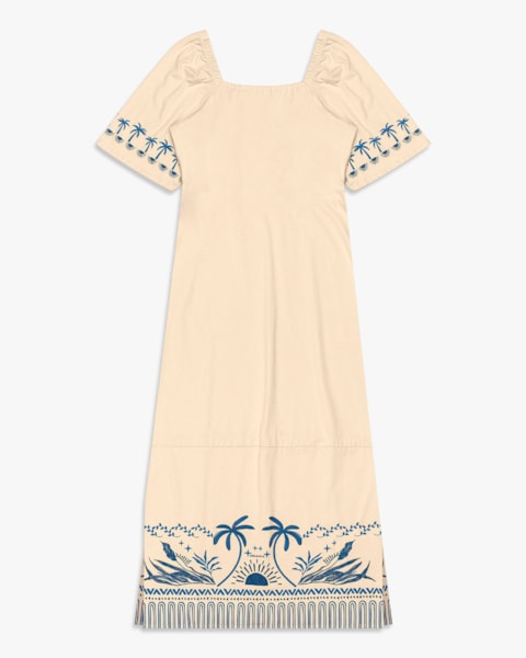 Vestido Midi com Estampa Metalizada e Mangas Bufantes - Cereja Rosa - Tapioca