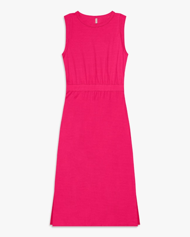 Vestido Midi com Fenda em Viscose - Cereja Rosa - Cherry-G-461e4cef-4224-44d3-8f01-58ad19c31cea