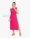 Vestido Midi com Fenda em Viscose - Cereja Rosa - Cherry-G-737004ee-e1f1-4fc4-9ec2-2db81df124e4
