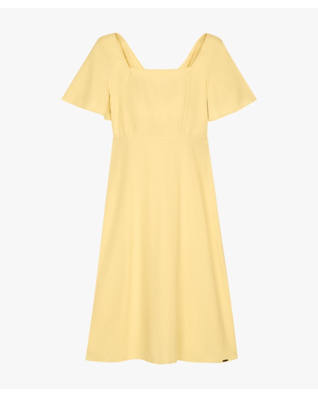 Vestido Midi com Manga Ampla e Decote Quadrado - Cereja Rosa -Manteiga-4496fb64-adab-4c47-a691-92cbfe2c47a7