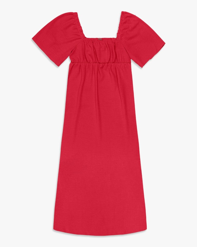 Vestido Midi com Manga Bufante - Cereja Rosa - Vermelho-c17f8a97-93ce-4615-bdb4-cb16e4294e9d