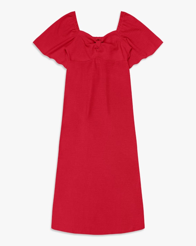 Vestido Midi com Manga Bufante - Cereja Rosa - Vermelho -M-43c24ab3-1c5e-45a6-99f4-9bb8ec18043a