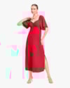 Vestido Midi com Manga Bufante - Cereja Rosa - Vermelho -M-8dfaceb8-d29f-4a51-9165-3bd09a9b03cb