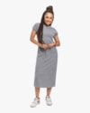 Vestido Midi em Canelado Aveludado Manga Curta - Cereja Rosa - Cinza Mescla-7e0eda3b-ffb5-4ff9-adf1-69c6c01c4ff2